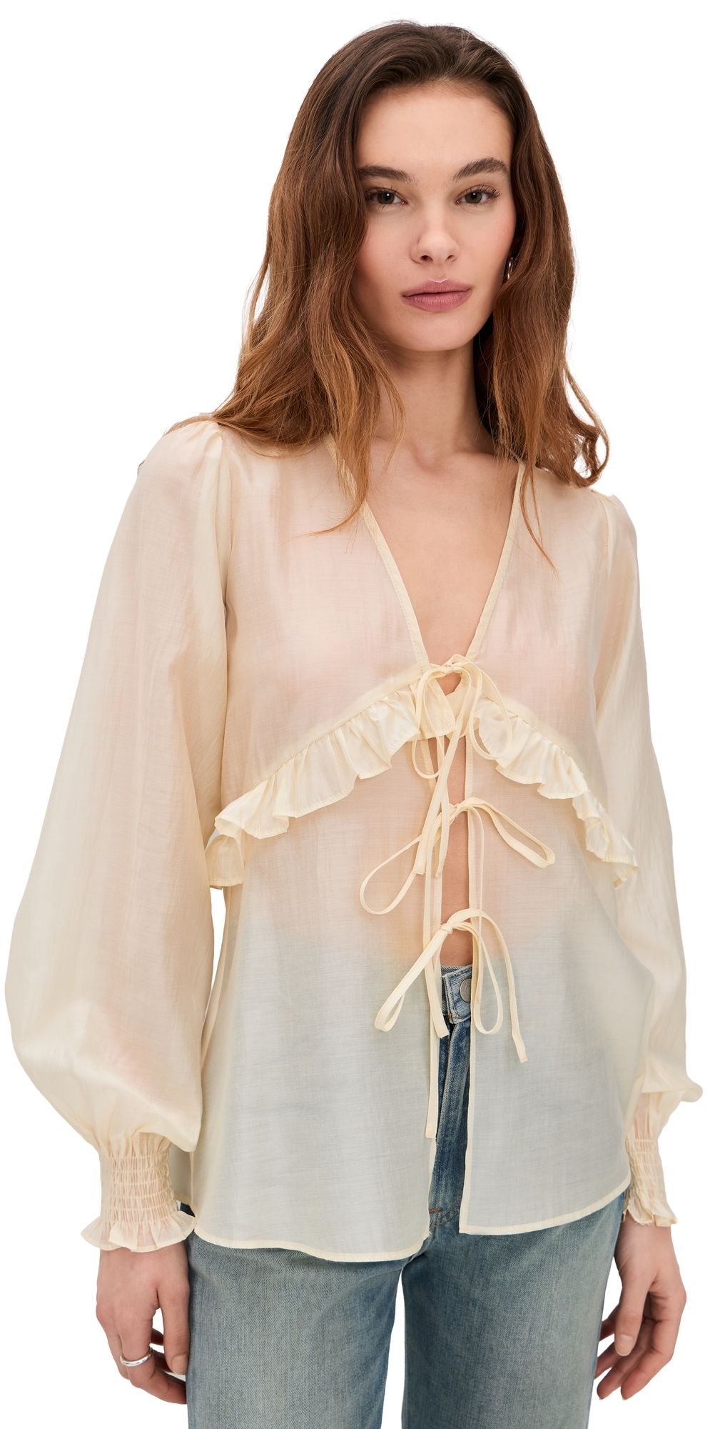 4th & Reckless Hattie Sheer Top Buttercream XS