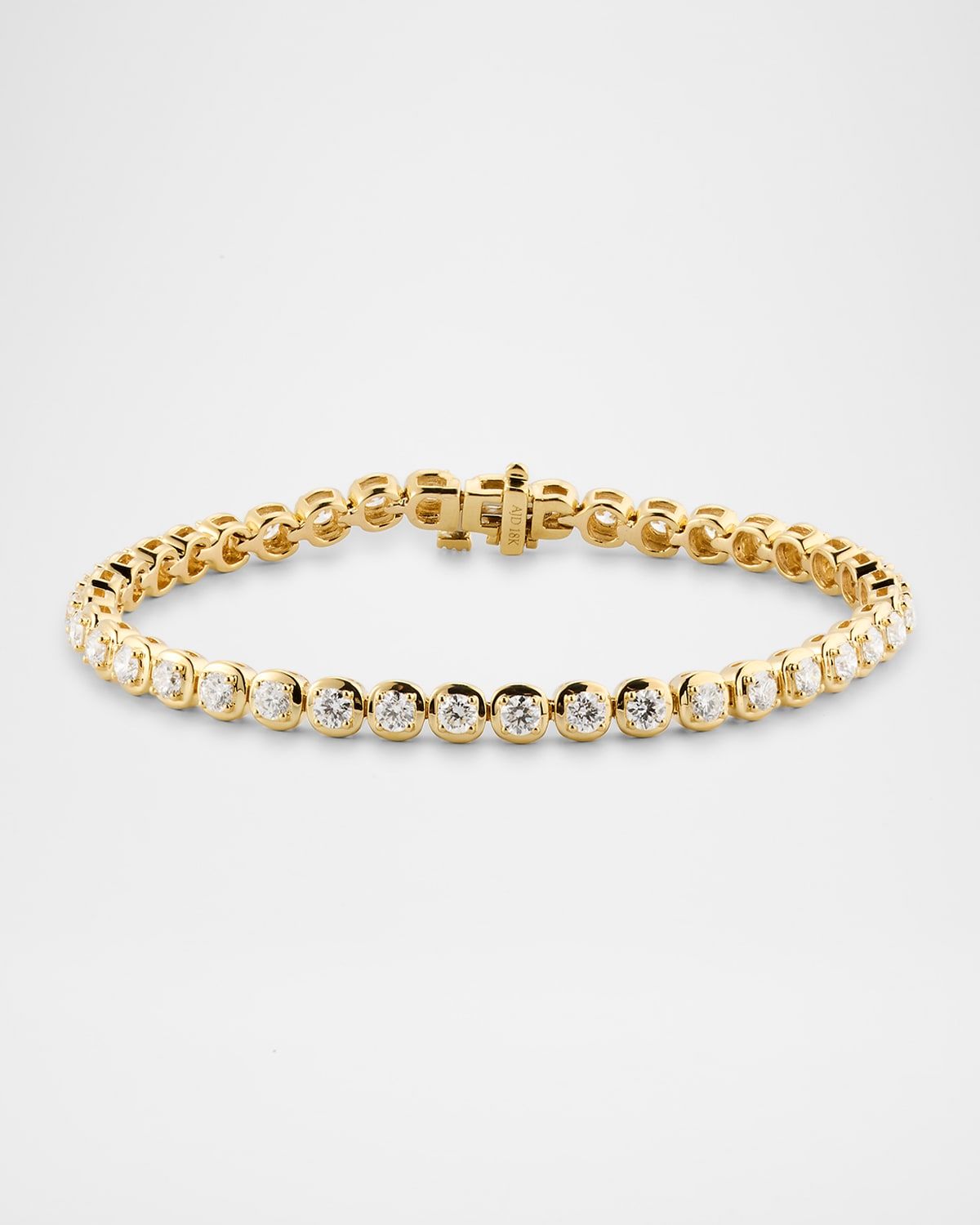 18K Yellow Gold Round Diamond Tennis Bracelet, 3.70tcw, 7"L