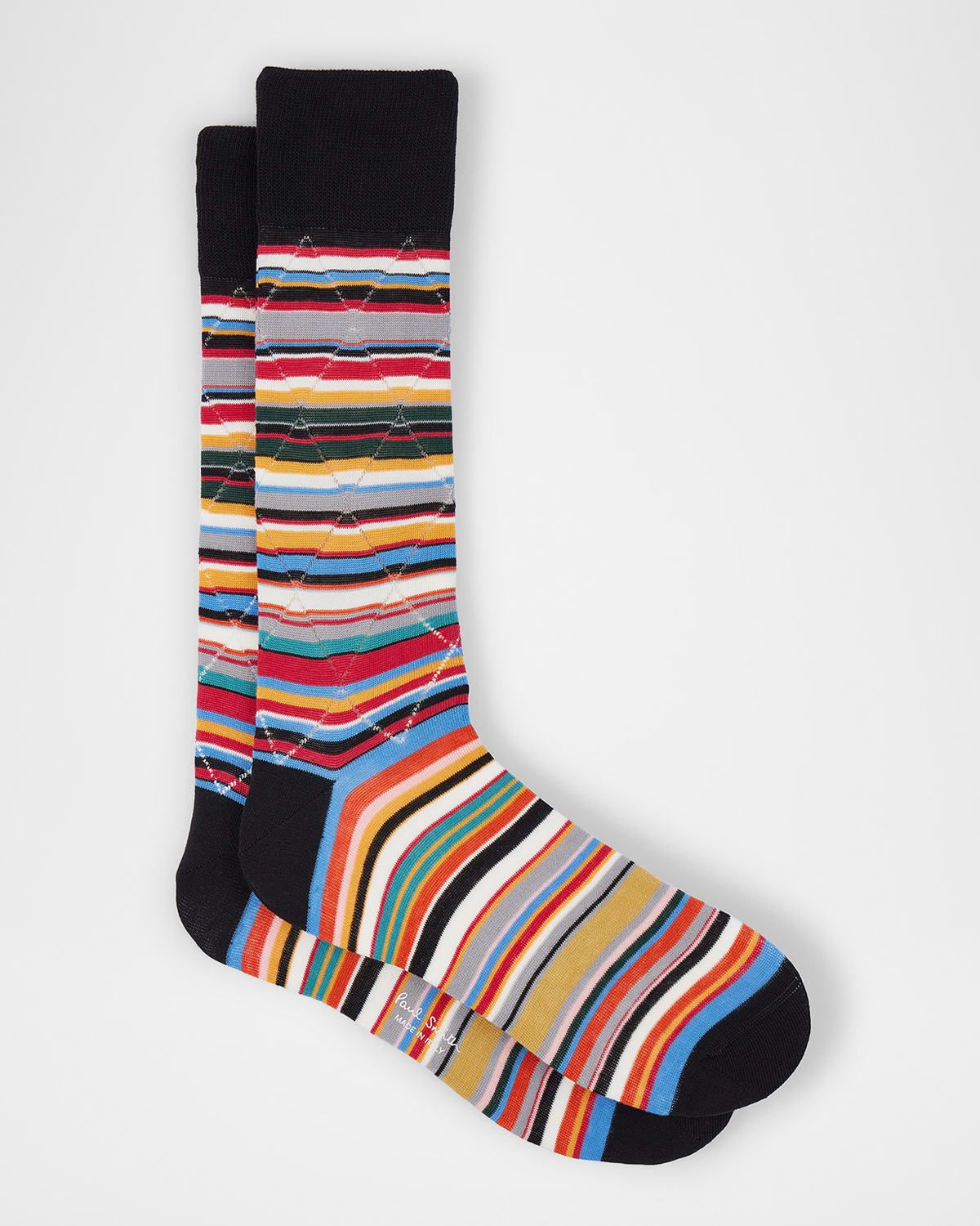 Men & apos;s Openwork Stripe Argyle-Overlay Crew Socks