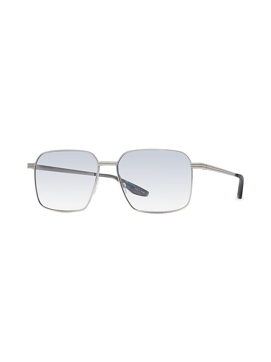 Men's Hampton 55MM Rectangle Sunglasses - Platinum Blue