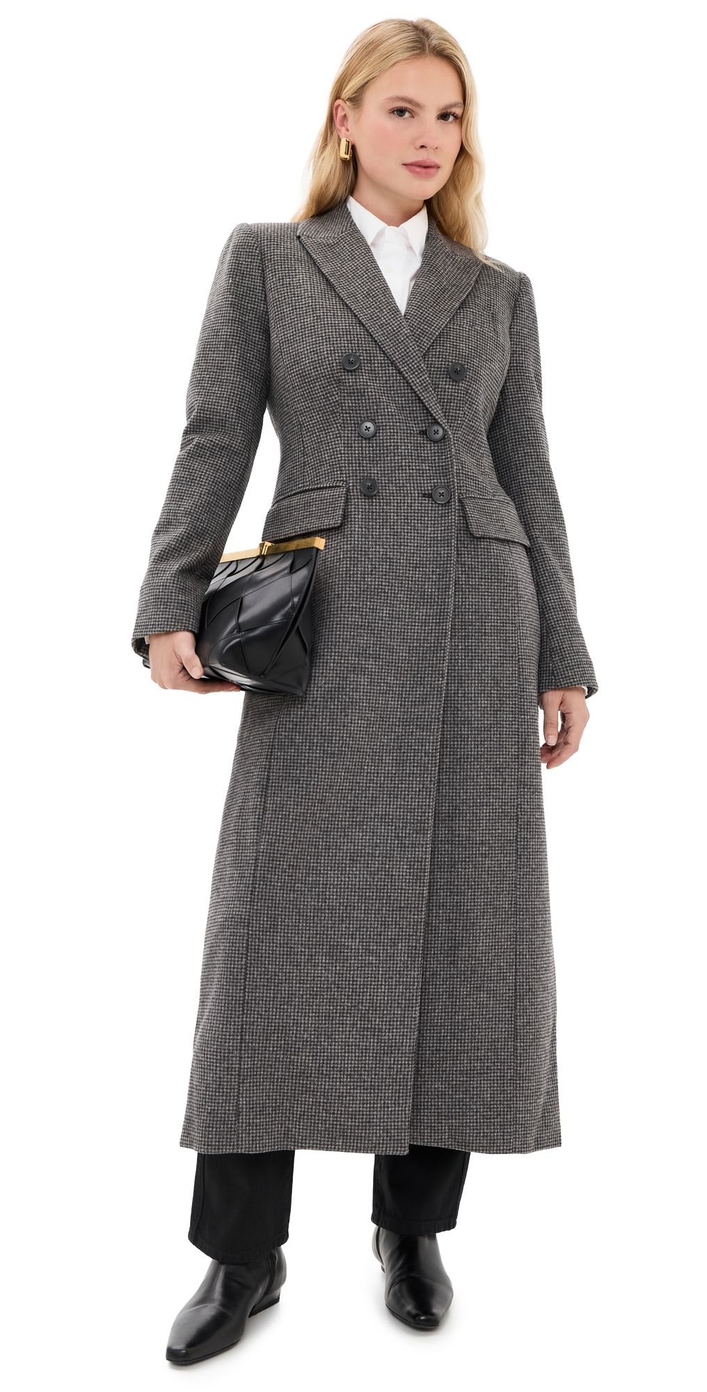 Favorite Daughter Petite Simon Coat Charcoal Mini Houndstooth XL