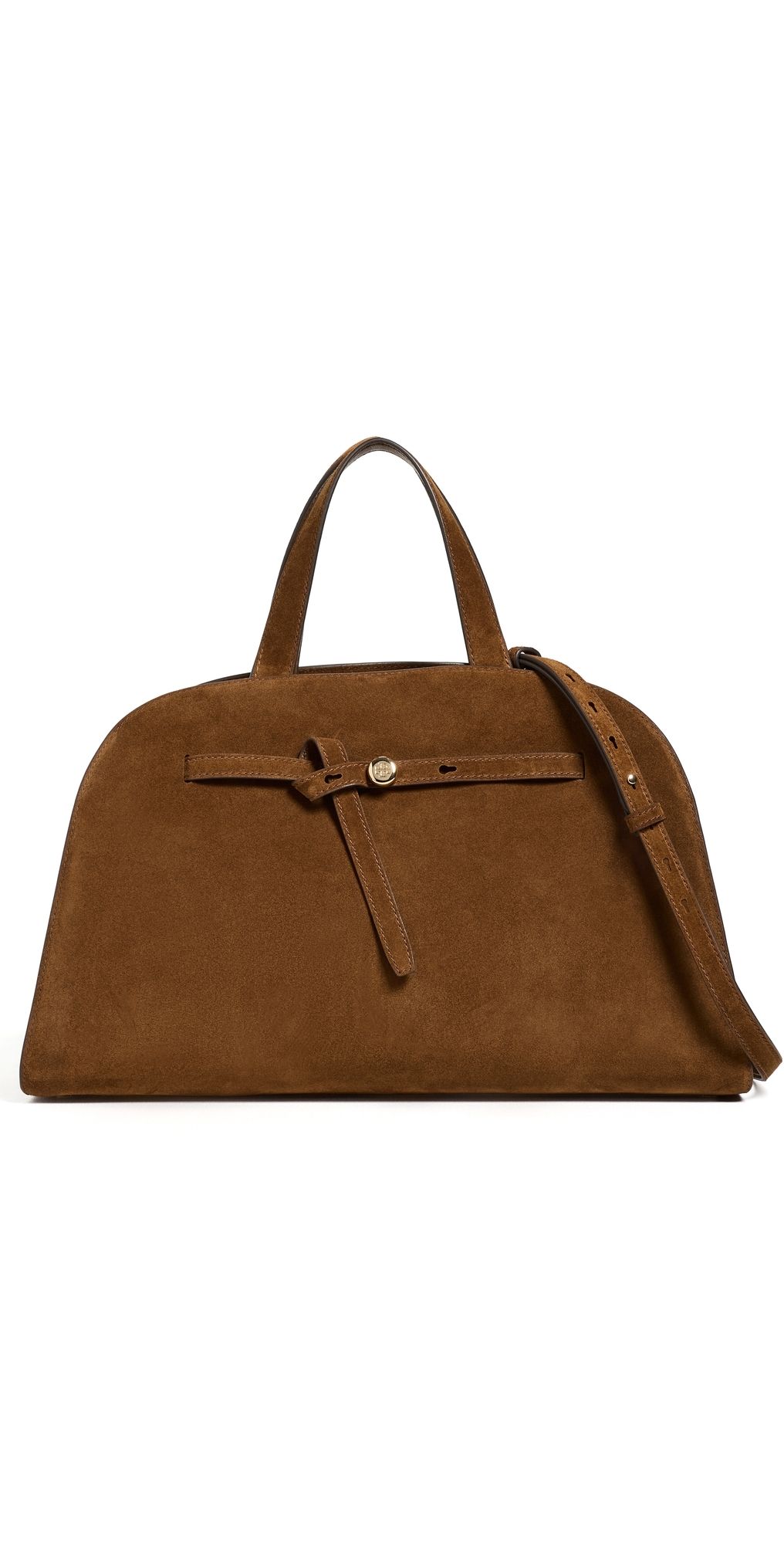 Tory Burch Romy Suede Bauletto Bag Caramel One Size