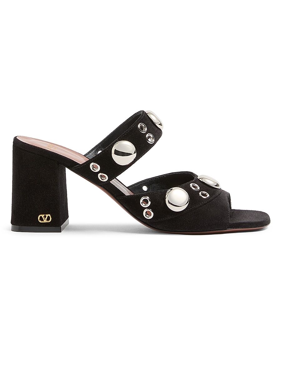 Women's Nellcote 75MM Slide Sandals in Split Leather - Black - Size 12