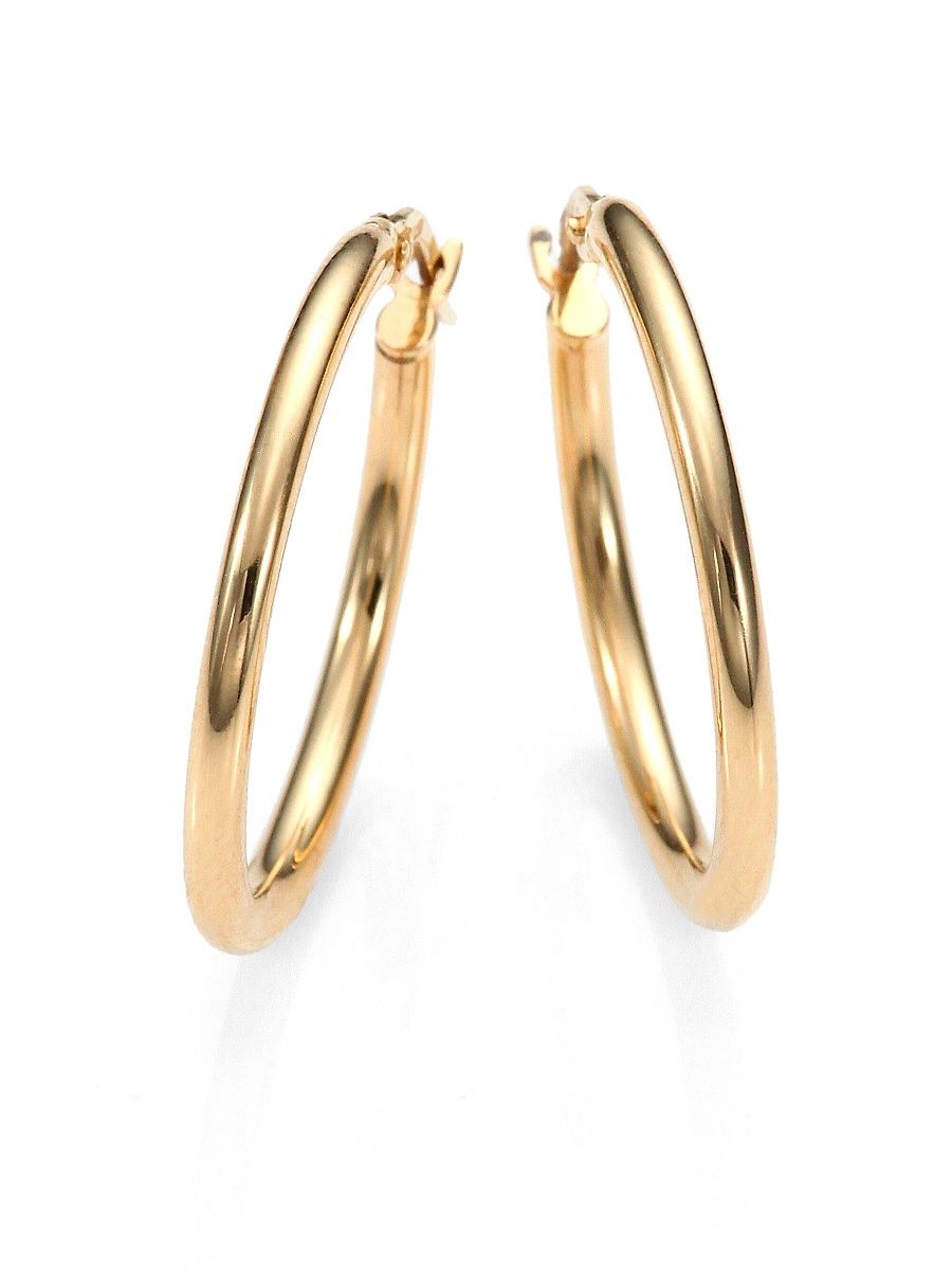 Women's 18K Yellow Gold Hoop Earrings/25MM - Gold