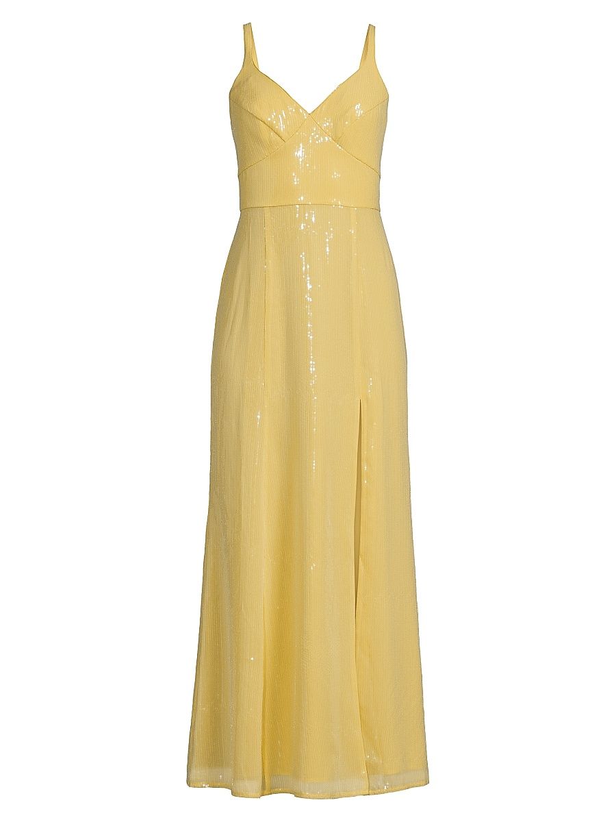 Women's Mikayla Sequined Maxi Dress - Pale Yellow - Size 14