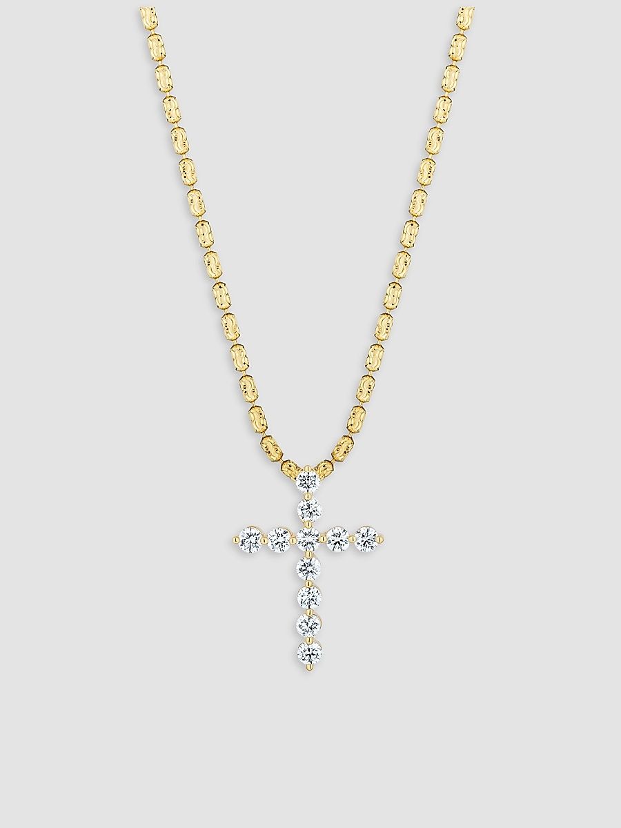 Women's 18K Yellow Gold & 1.16 TCW Diamond Cross Pendant Necklace - Yellow Gold