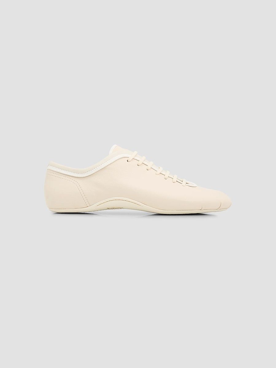 Women's Leather Ballerina Sneakers - Pearl - Size 10