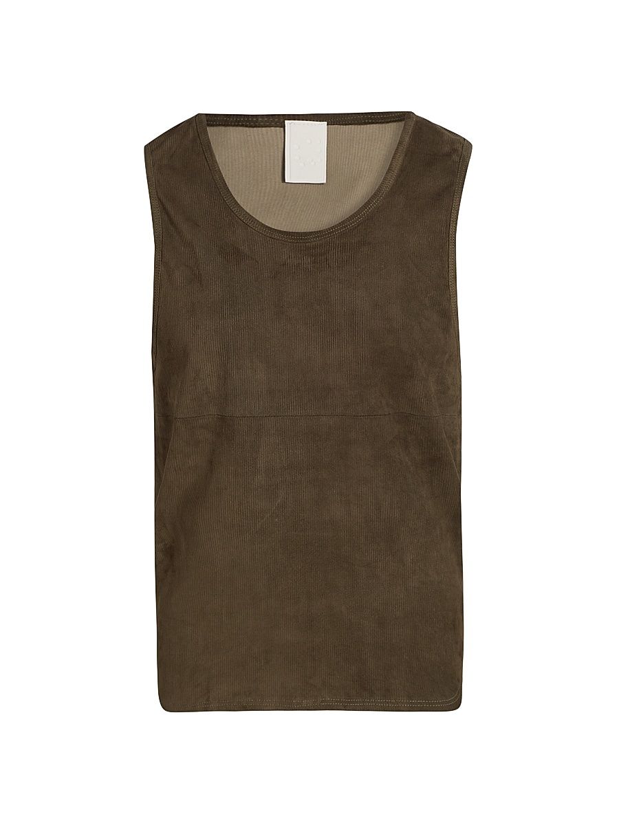 Men's Ribbed Suede Tank - Olive Suede - Size XL