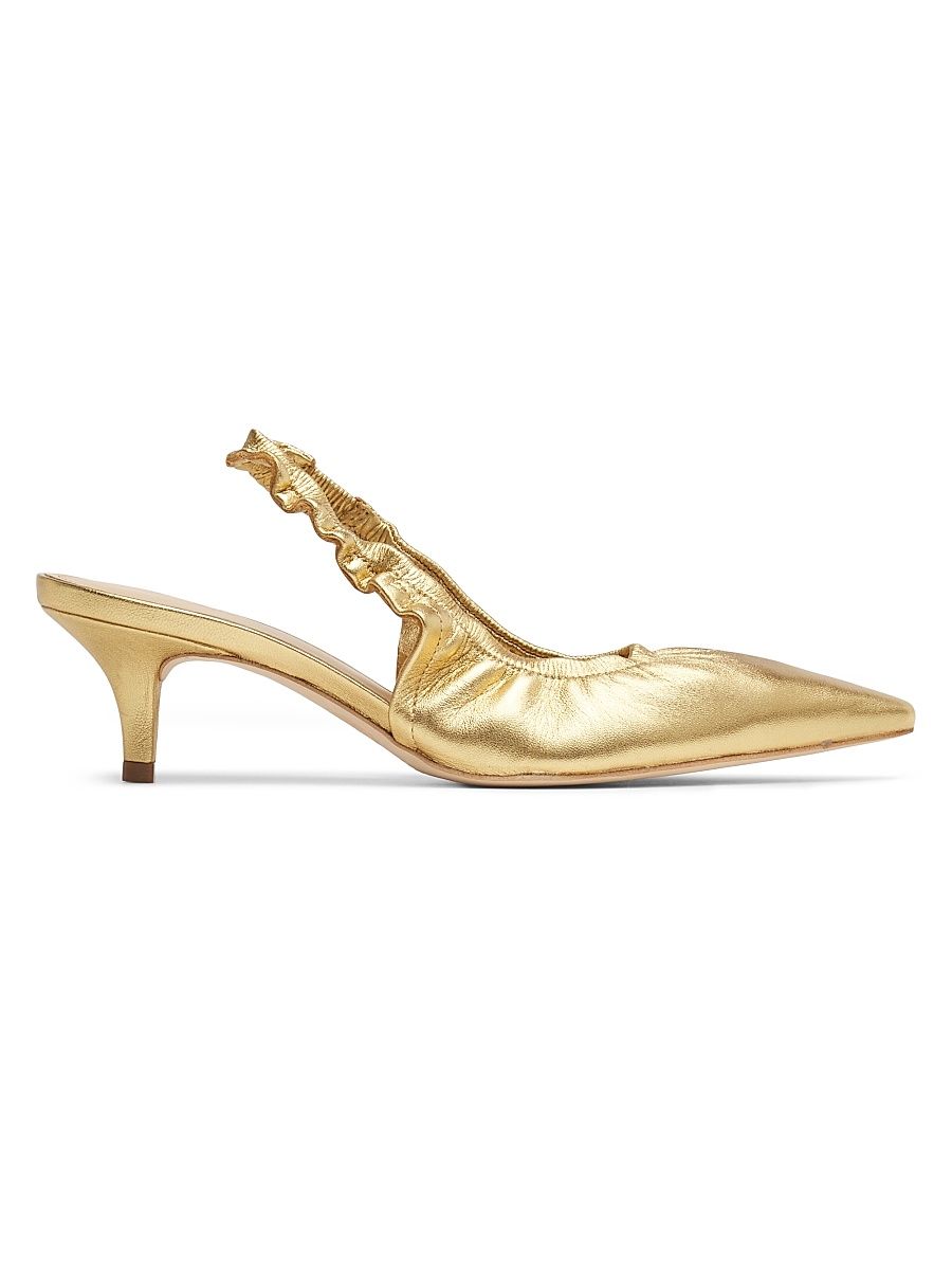 Women's Metallic Leather 52MM Slingback Heels - Gold - Size 6