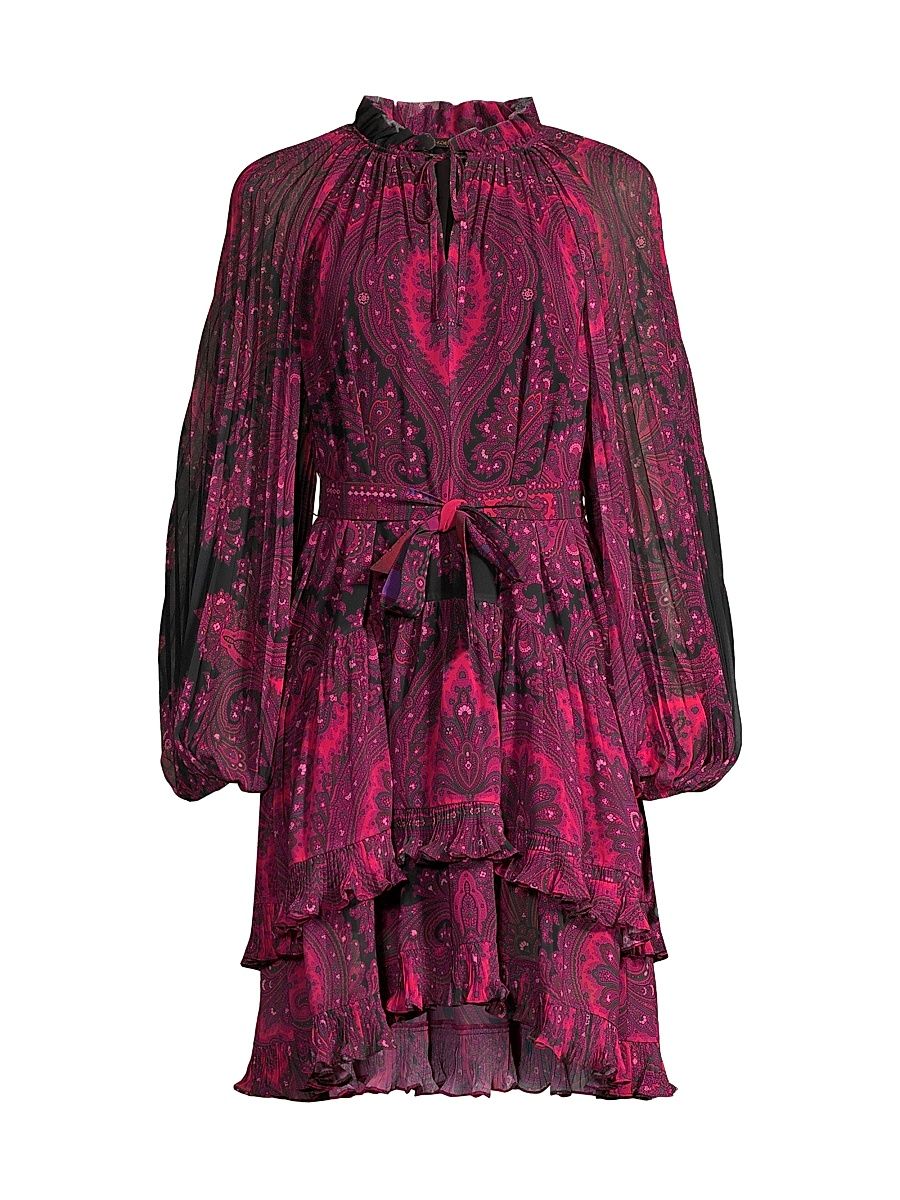 Women's Trinitiy Printed Ruffled Dress - Black Multi - Size XL