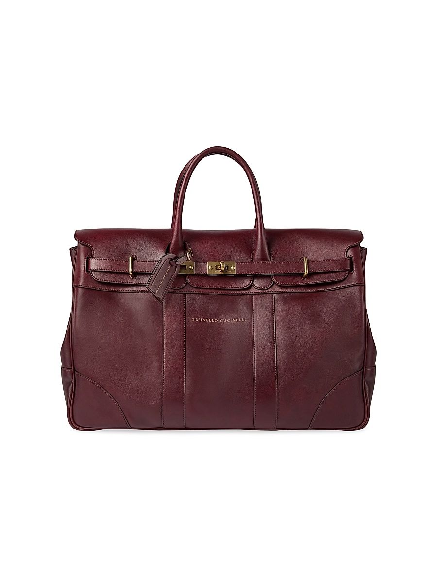 Men's Calfskin Country Bag - Burgundy