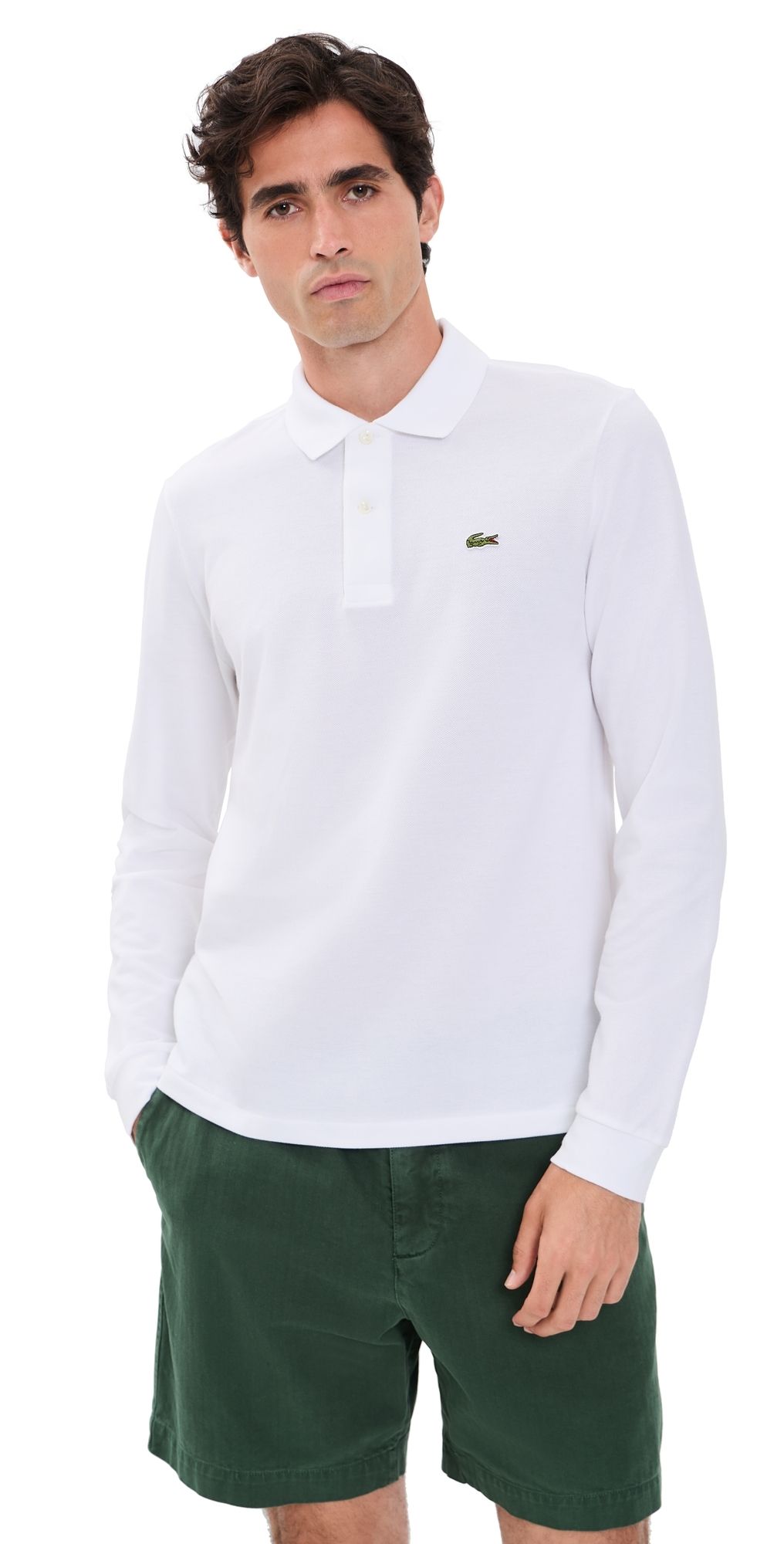 Lacoste Long Sleeve Original Cotton Pique Polo White L