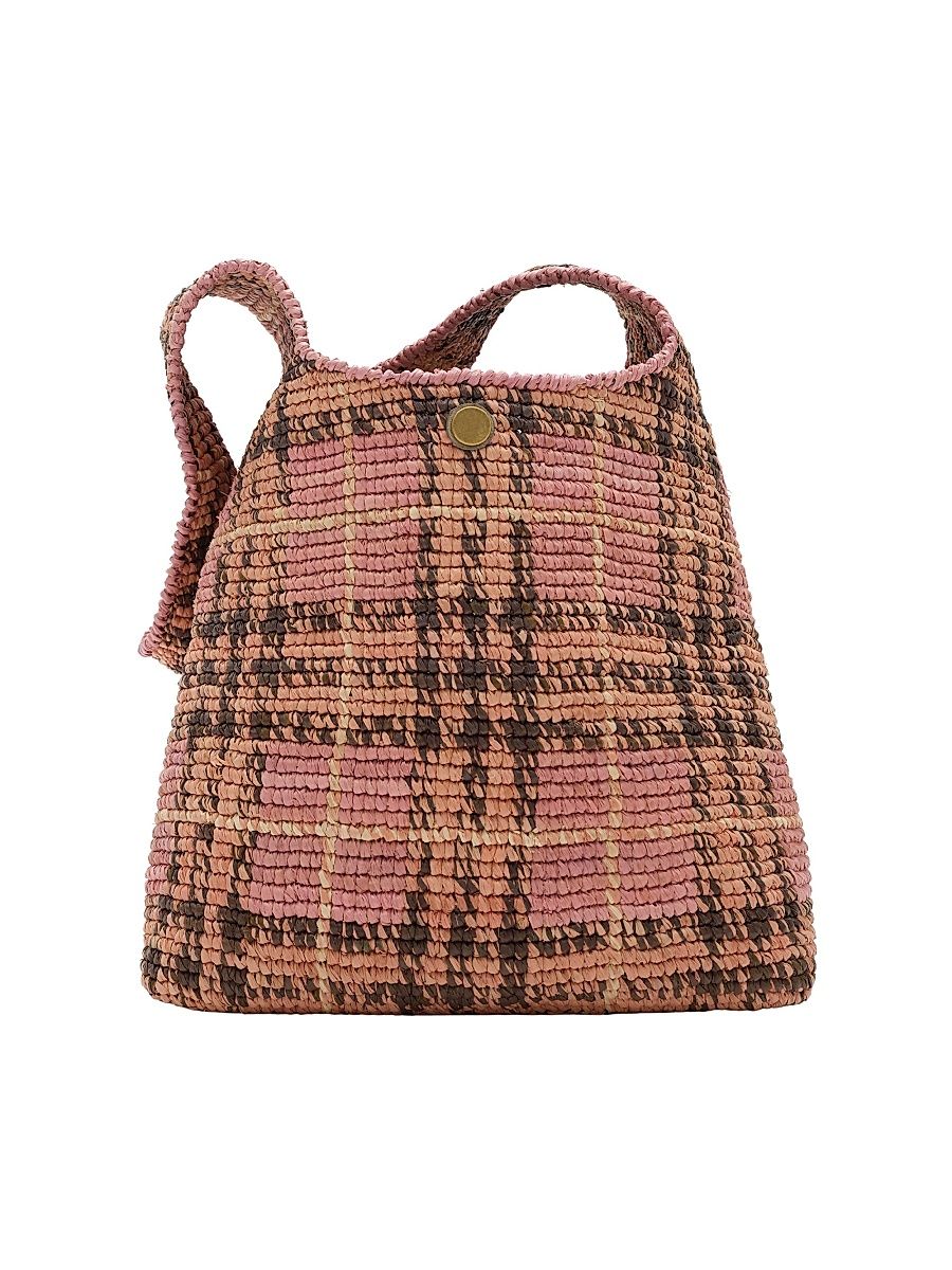 Women's Margate Small Check Raffia Hobo Bag - Pink