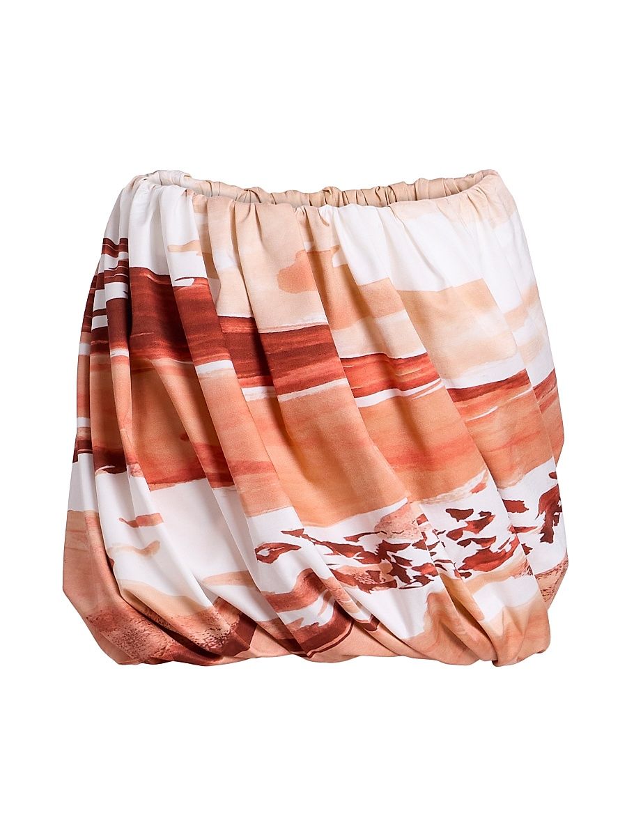 Women's Abstract Print Bubble-Hem Miniskirt - Red White - Size 6