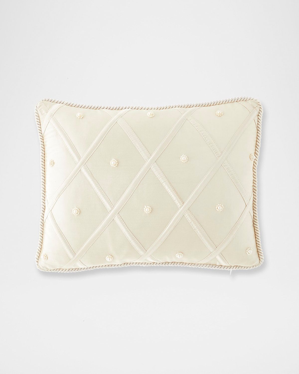 Lattice Cord-Trimmed Pillow, 12" x 16"