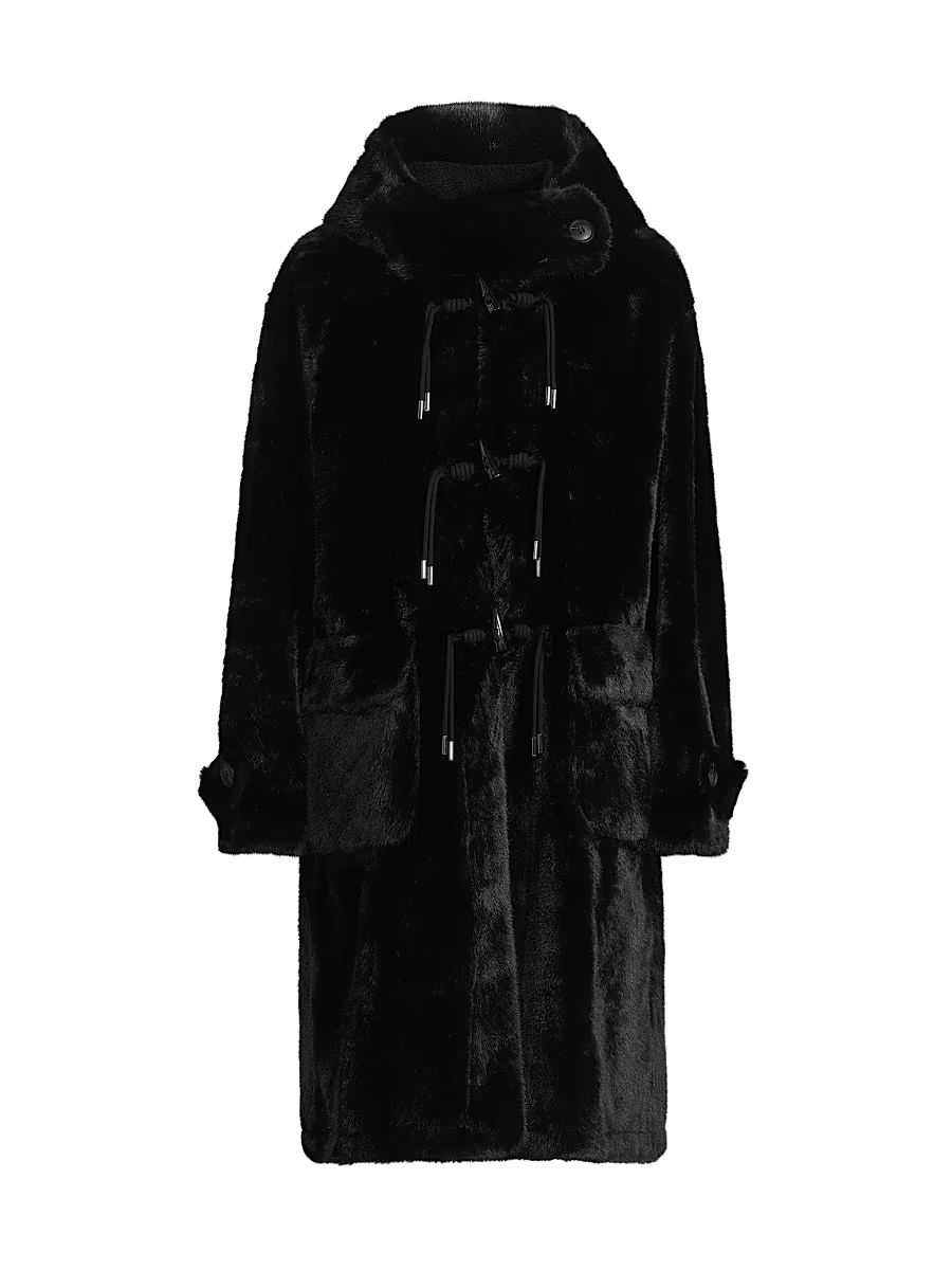 Women's Ariel Faux Fur Hooded Coat - Black - Size Small