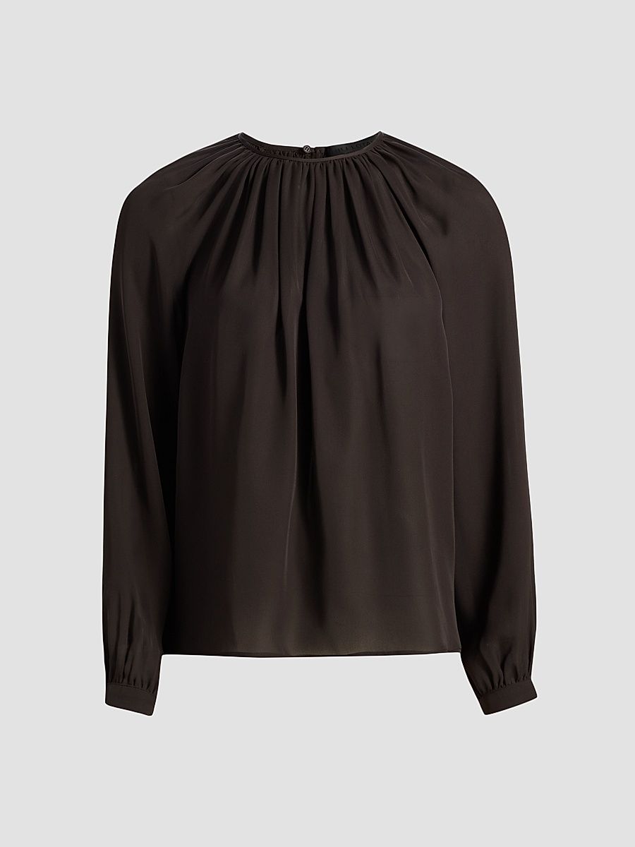 Women's Saint Tropez Silk Blouse - Chocolate Brown - Size XL