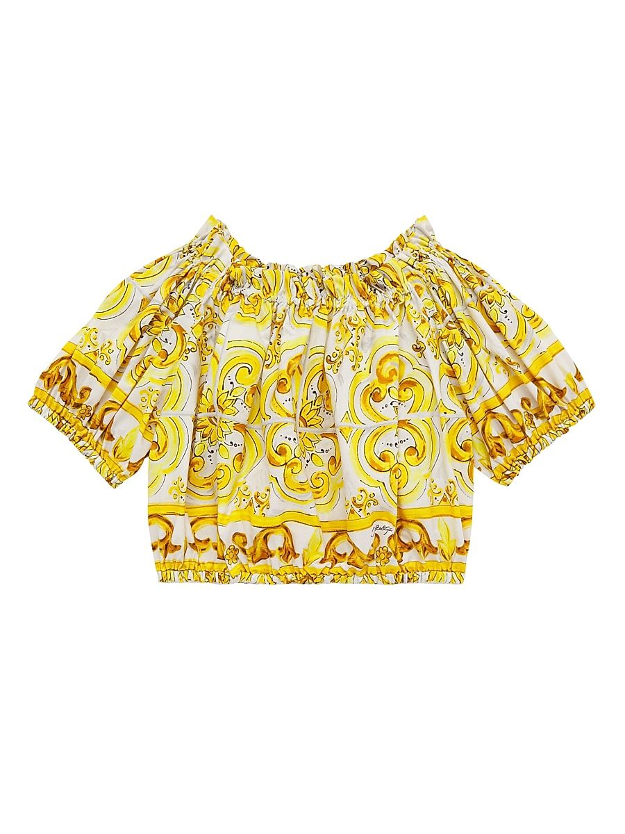 Little Girl's & Girl's Off-The-Shoulder Printed Cotton Top - Yellow - Size 4