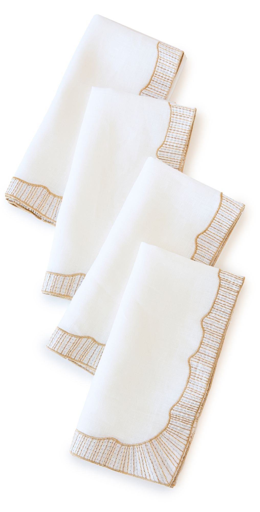 Kim Seybert Frame Napkin Set of 4 White/Gold/Silver One Size
