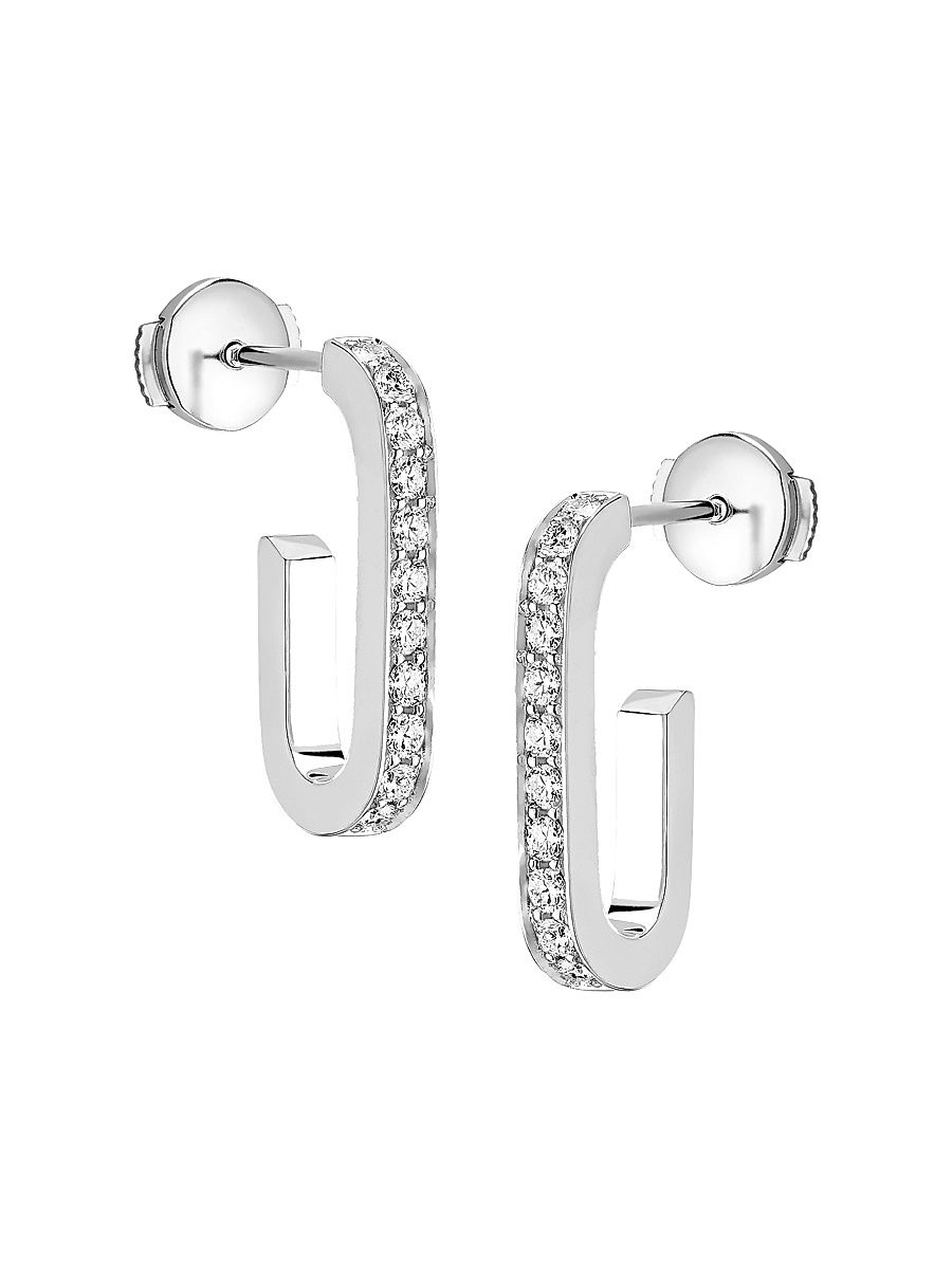 Women's Maillon 18K White Gold & 0.4 TCW Diamonds L-Hoop Earrings - White Gold