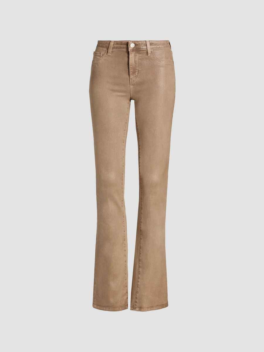 L'AGENCE Women's Selma Coated Baby Bootcut Jeans - Medium Brown - Size 28