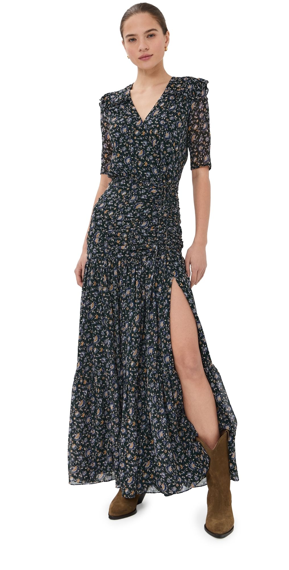 Veronica Beard Mick Silk Dress DARK HUNTER GREEN MULTI 2