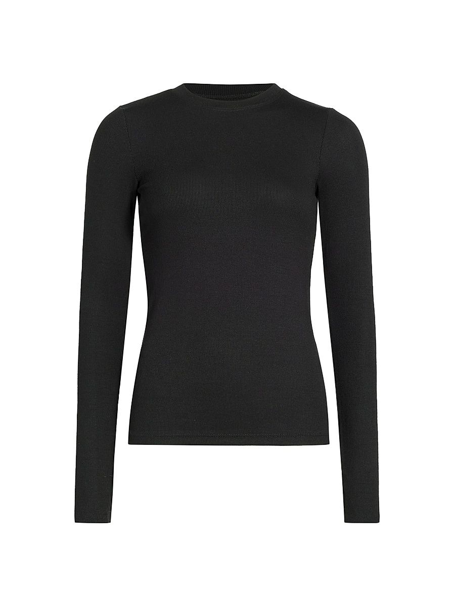 Women's Louise Ribbed Long-Sleeve Top - Black - Size XL