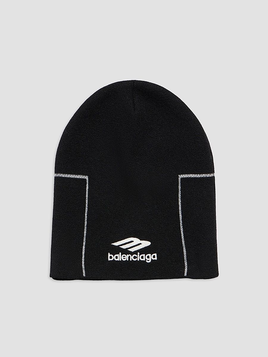Balenciaga Men's 3B Sports Icon Sporty Beanie - Black White