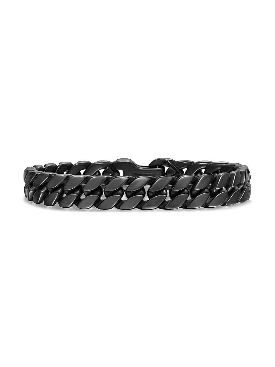 Men's Curb Chain Bracelet in Black Titanium, 11.5MM - Black - Size Medium