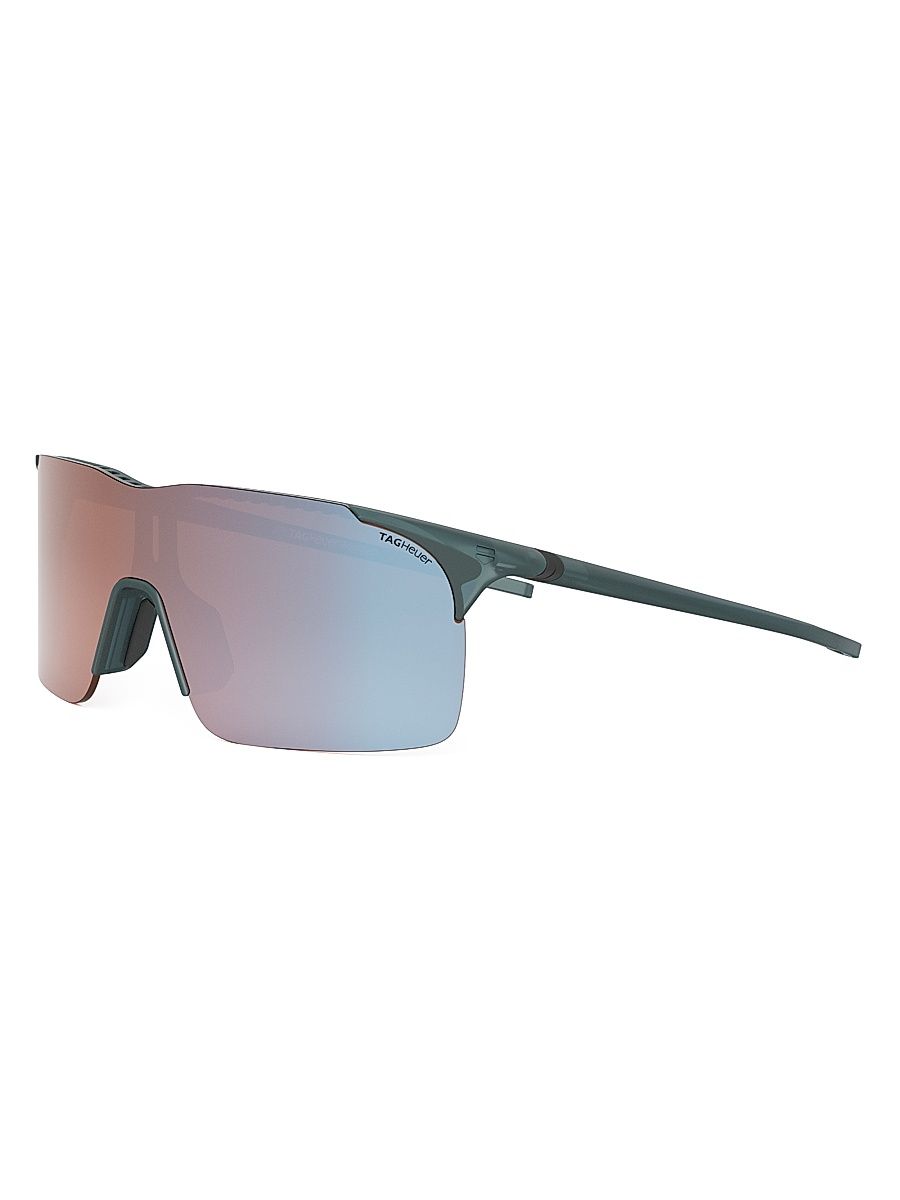 Men's Vingt Sept Go 132MM Shield Sunglasses - Matte Blue Brown