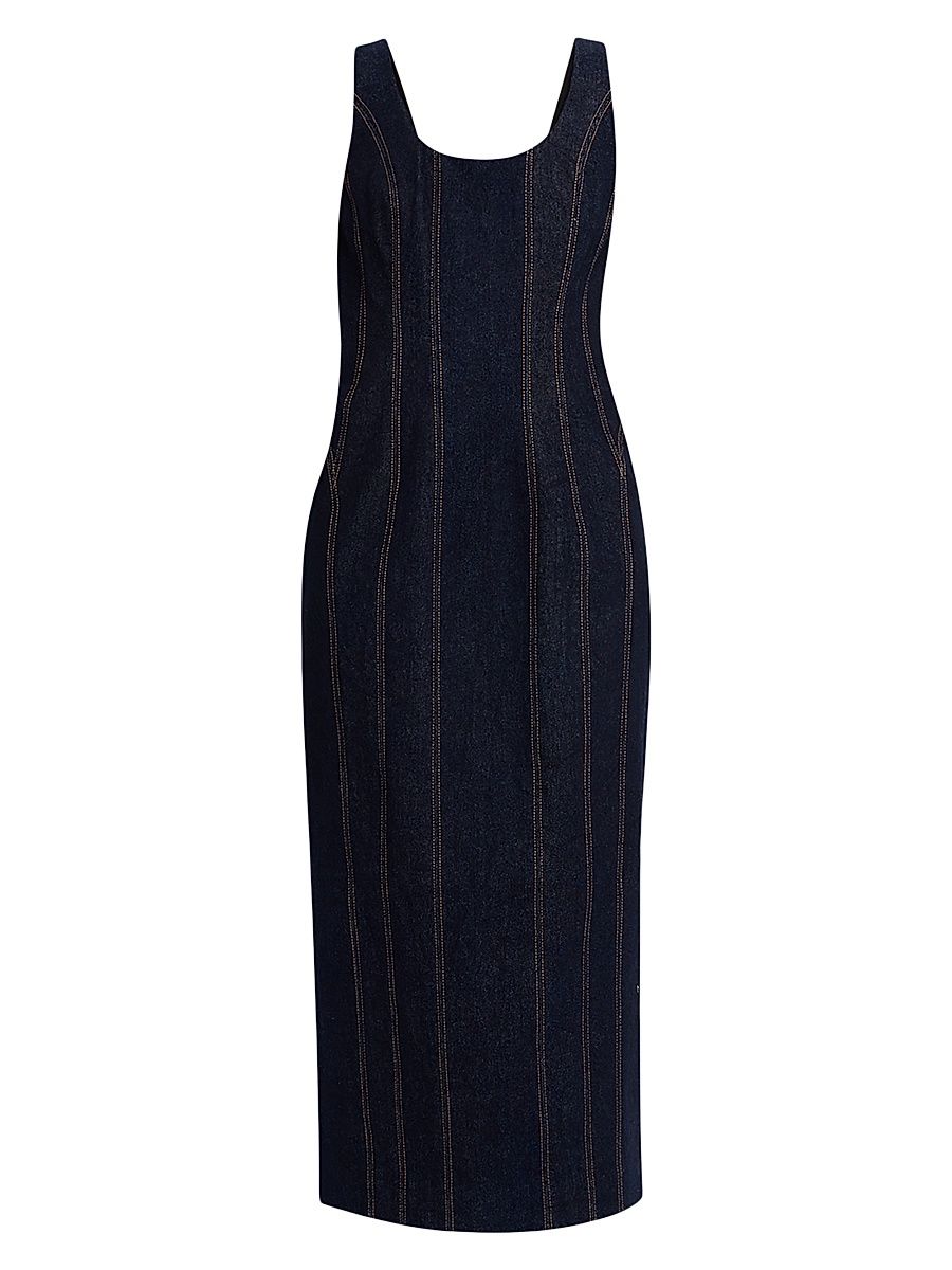 Women's Hallie Topstitched Denim Midi-Dress - Twilight - Size 6