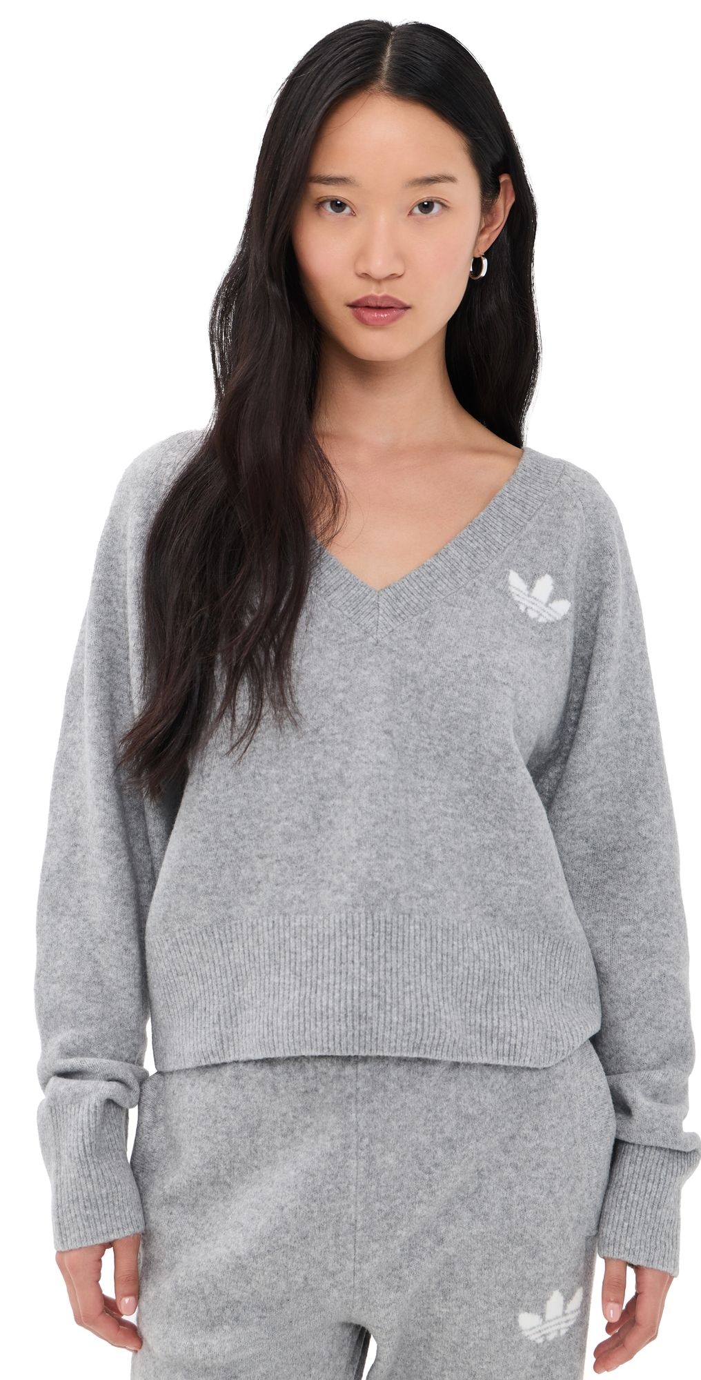 adidas Essential Knit Crew Sweater Medium Grey Heather XXS