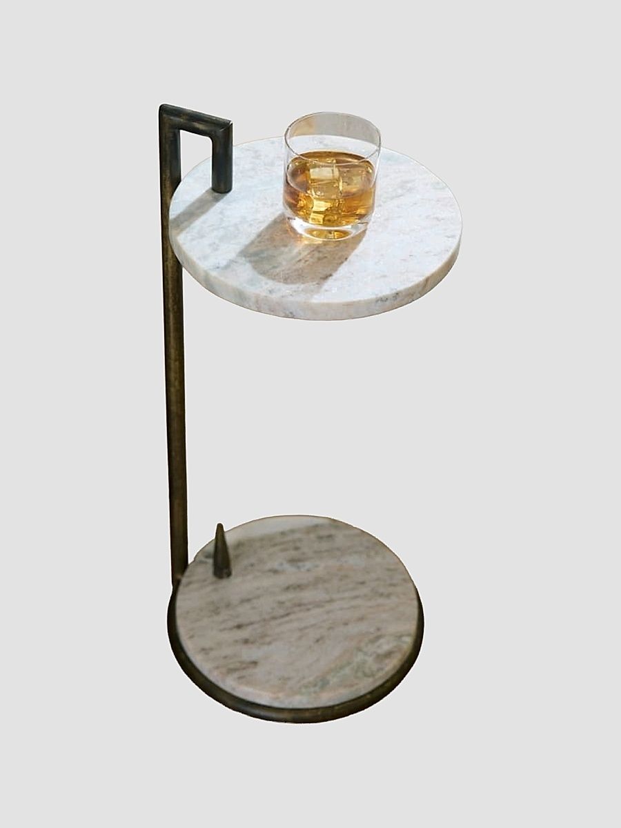Ivetta Marble & Iron Drink Table - Grey