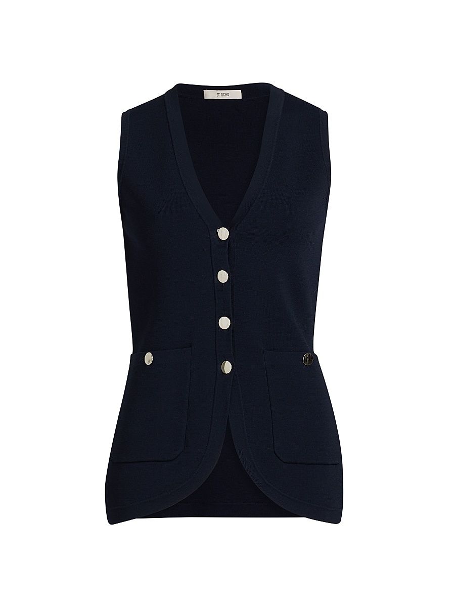Women's Zoe Knit Relaxed-Fit Vest - Dark Navy - Size Large