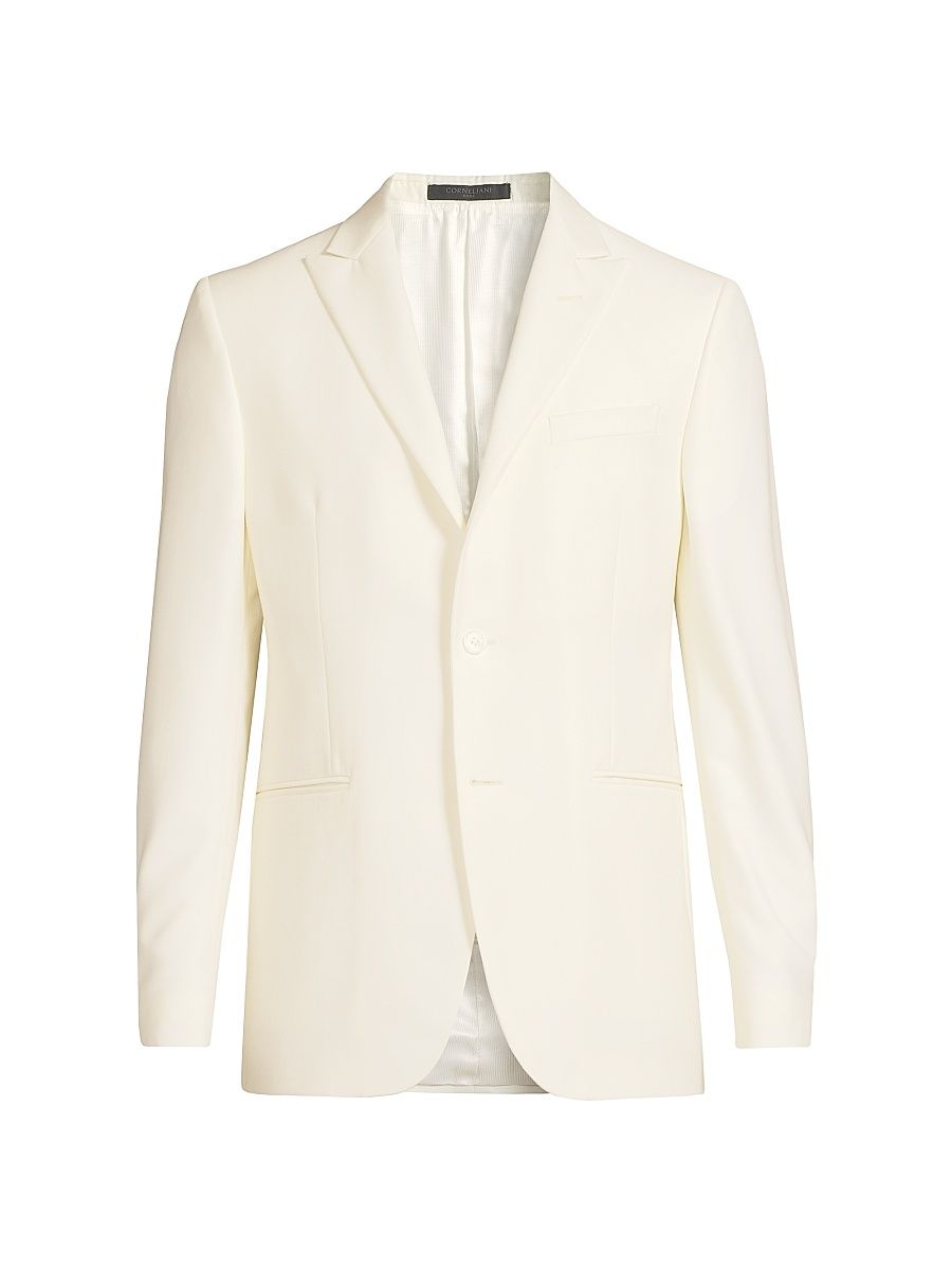 Men's Peak-Lapel Tailored Jacket - White - Size 46