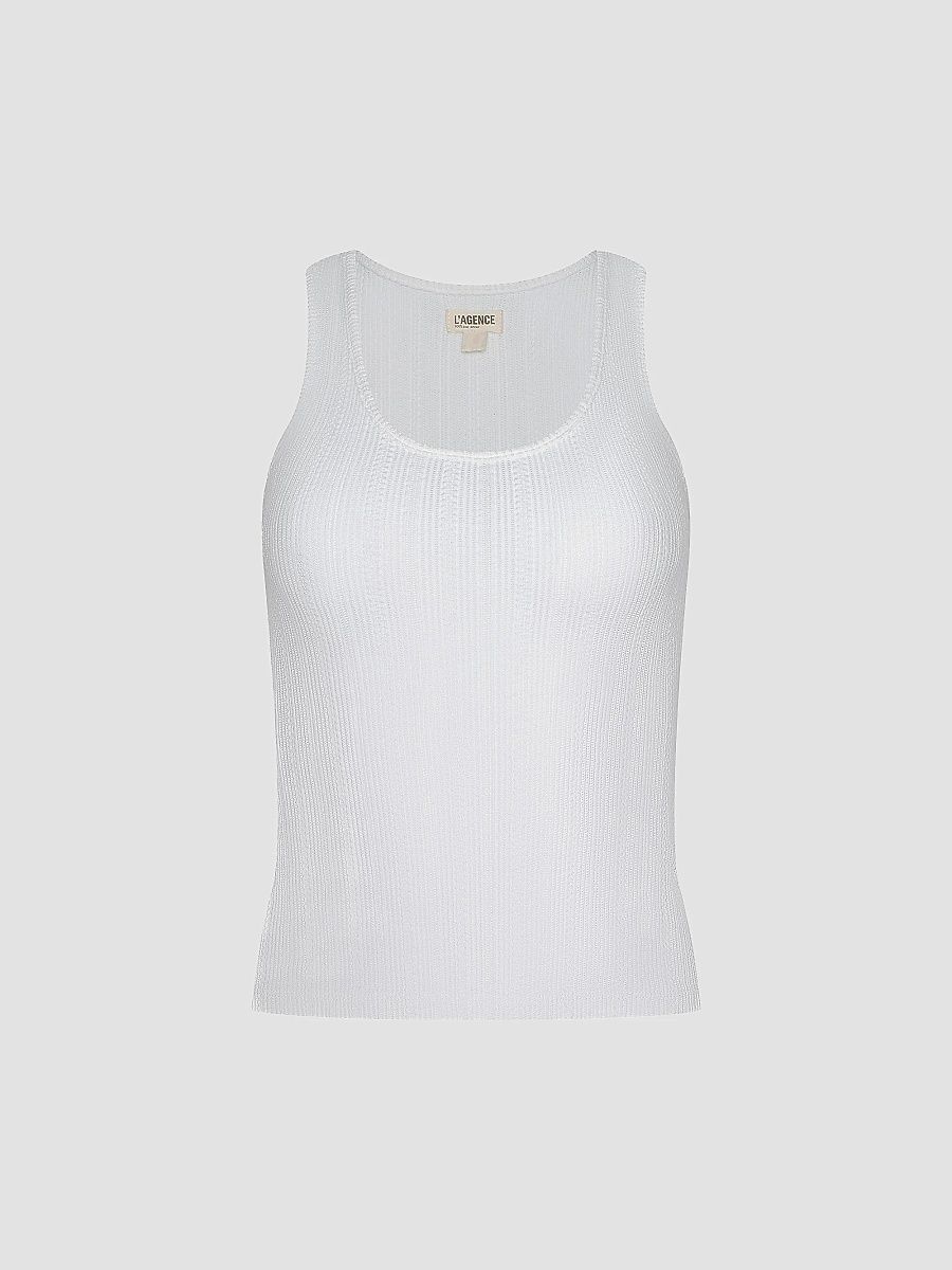 L'AGENCE Women's Adira Cotton Scoopneck Tank - Antique White - Size Large