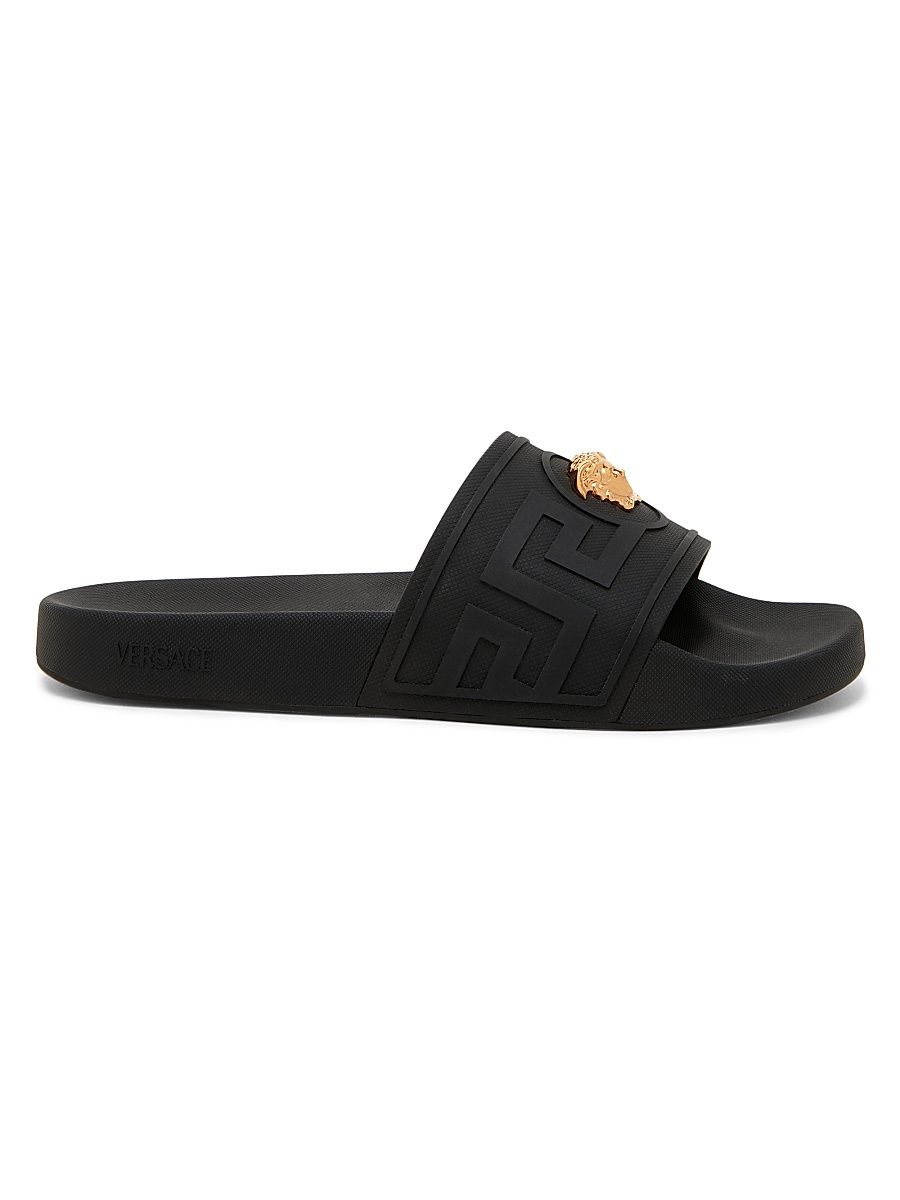 Men's Medusa Rubber Slide Sandals - Black Gold - Size 13