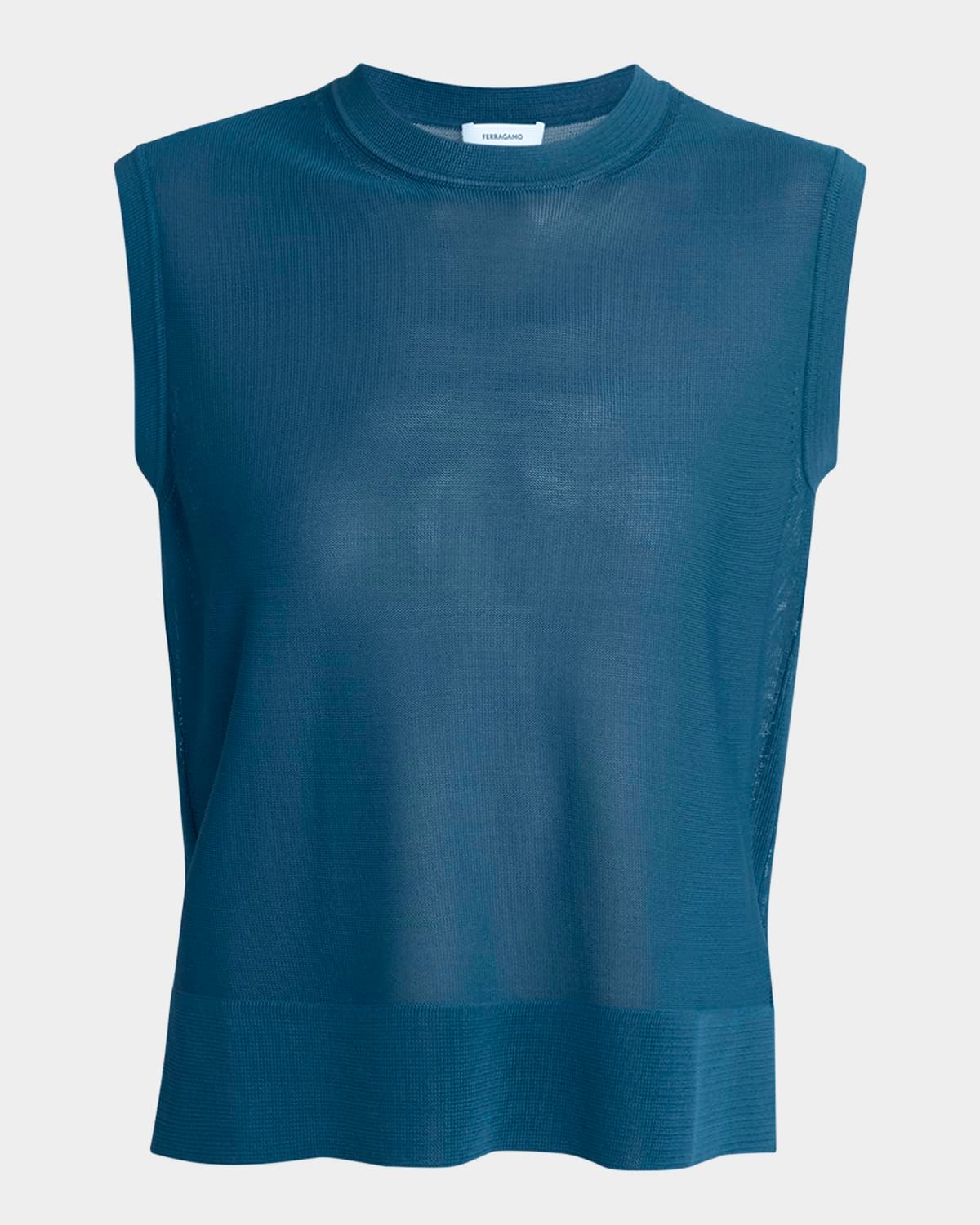 Semi Sheer Knit Sleeveless Top