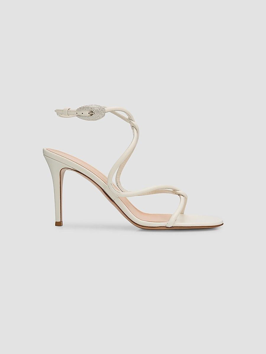 Women's Jungle Mamba 85MM Leather & Rhinestone Sandals - Off White - Size 6