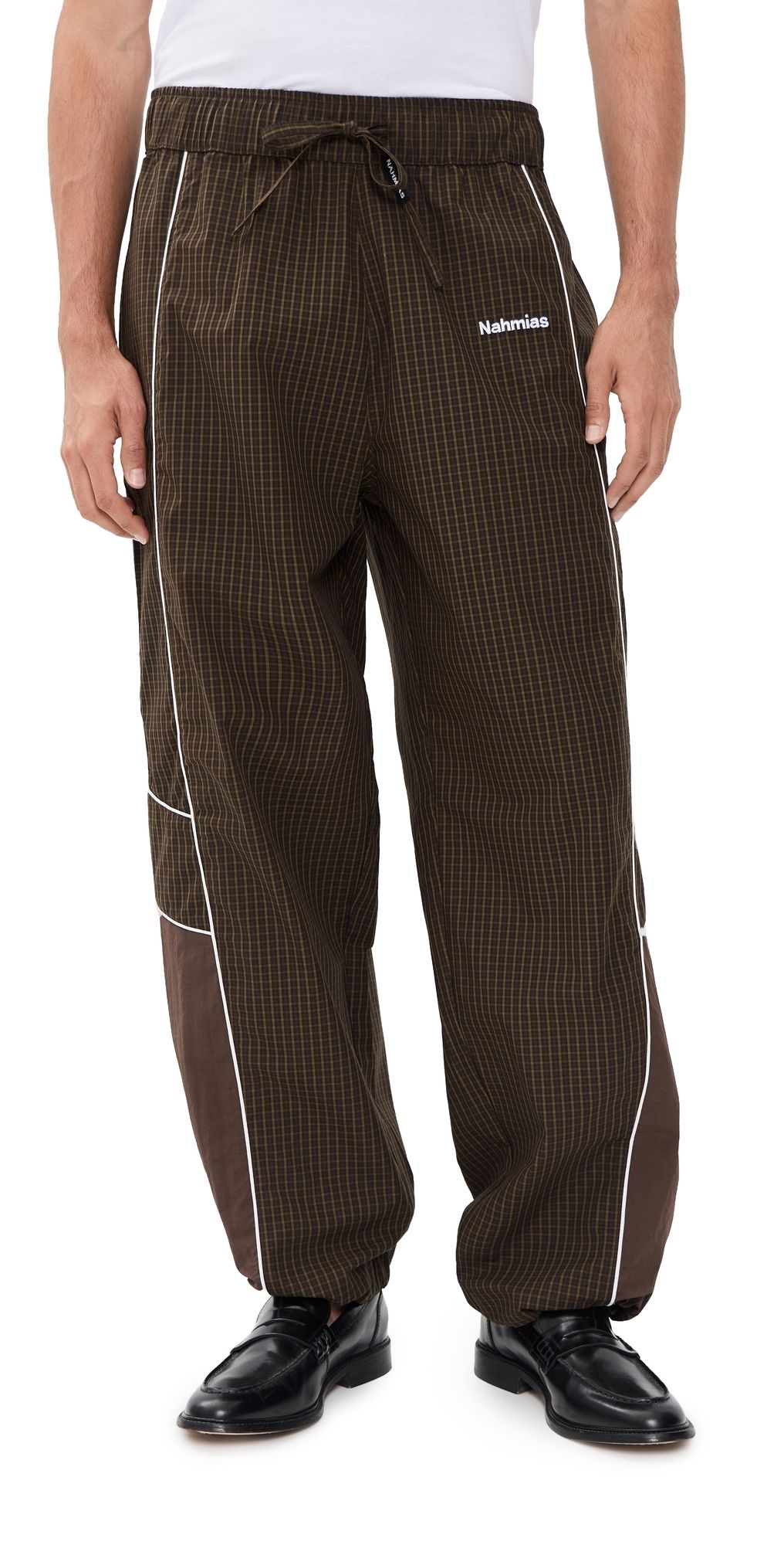 Nahmias Grid Warm Up Pants Dk Brown Multi Nylon M