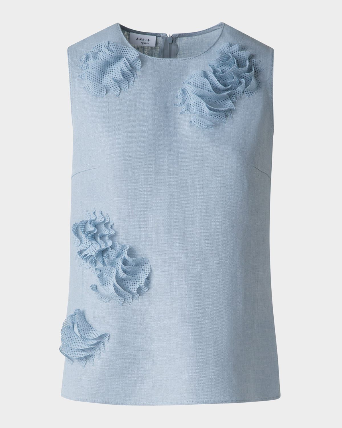 3D Carnation Raw Linen Sleeveless Top