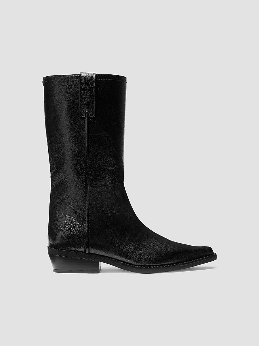 Women's Farren Leather Flat Boots - Black - Size 11