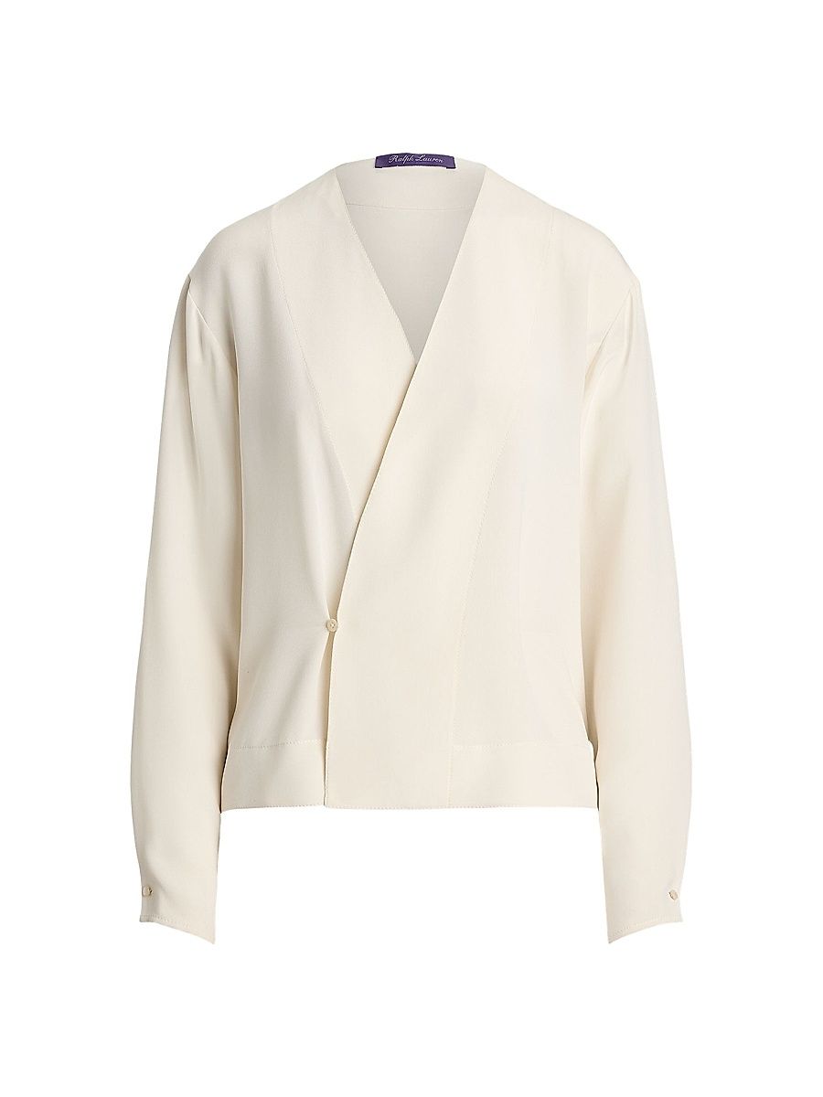 Women's Liora Silk Marocaine Wrap Blouse - Lux Cream - Size 8