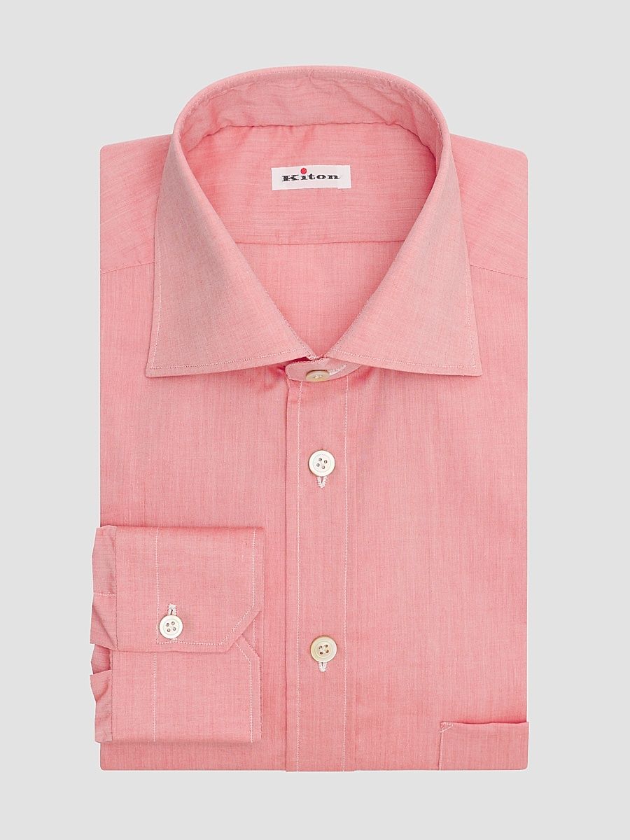 Men's Solid Cotton Classic-Fit Dress Shirt - Orange - Size 17