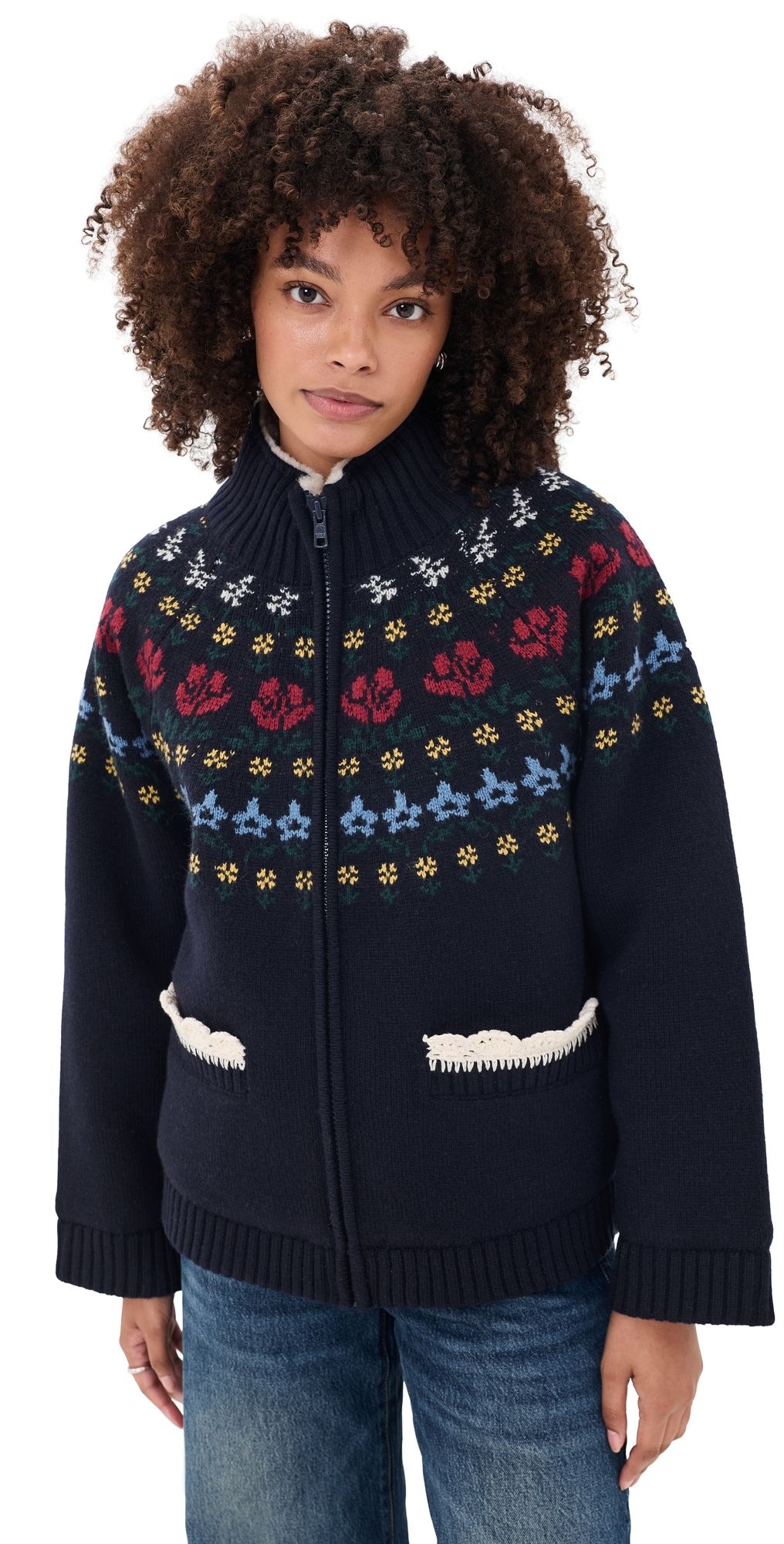 Sea Preston Knit Sherpa Lined Jacket Navy XS