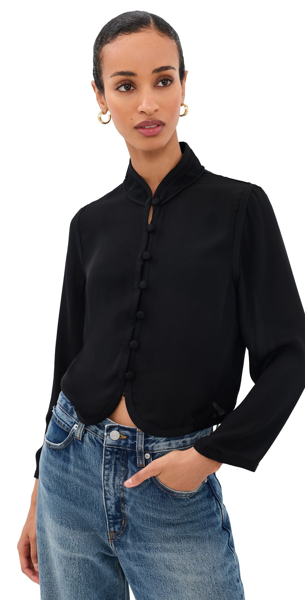 FRAME The Silk Salon Top Black L