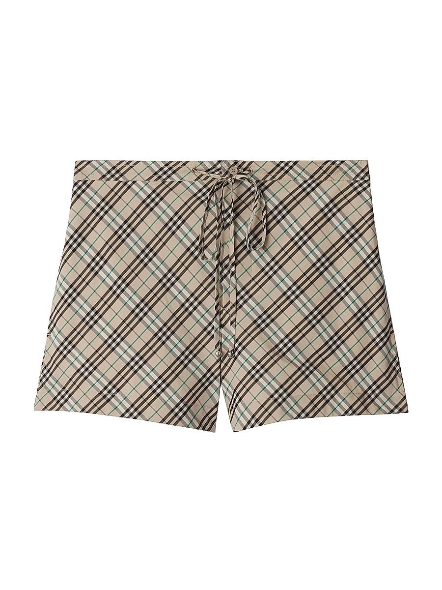 Women's Check Cotton Drawstring Shorts - Husk Ip Check - Size 4