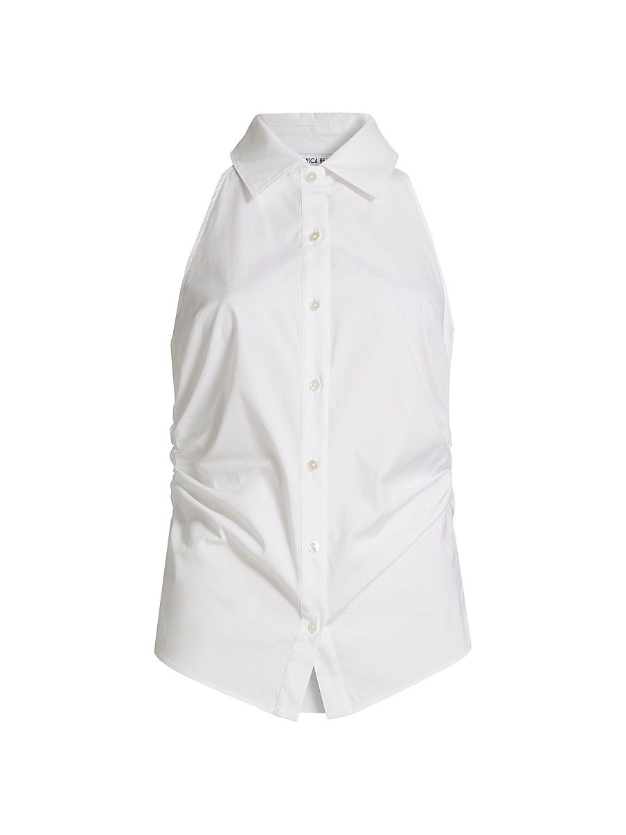Women's Regina Sleeveless Button-Up Shirt - White - Size 16