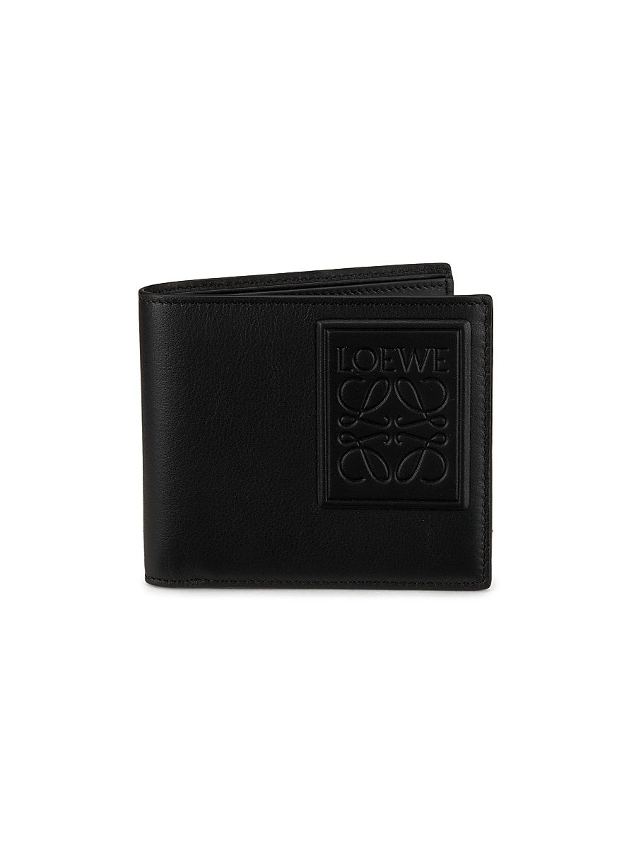Men's Patch Leather Bifold Wallet - Black