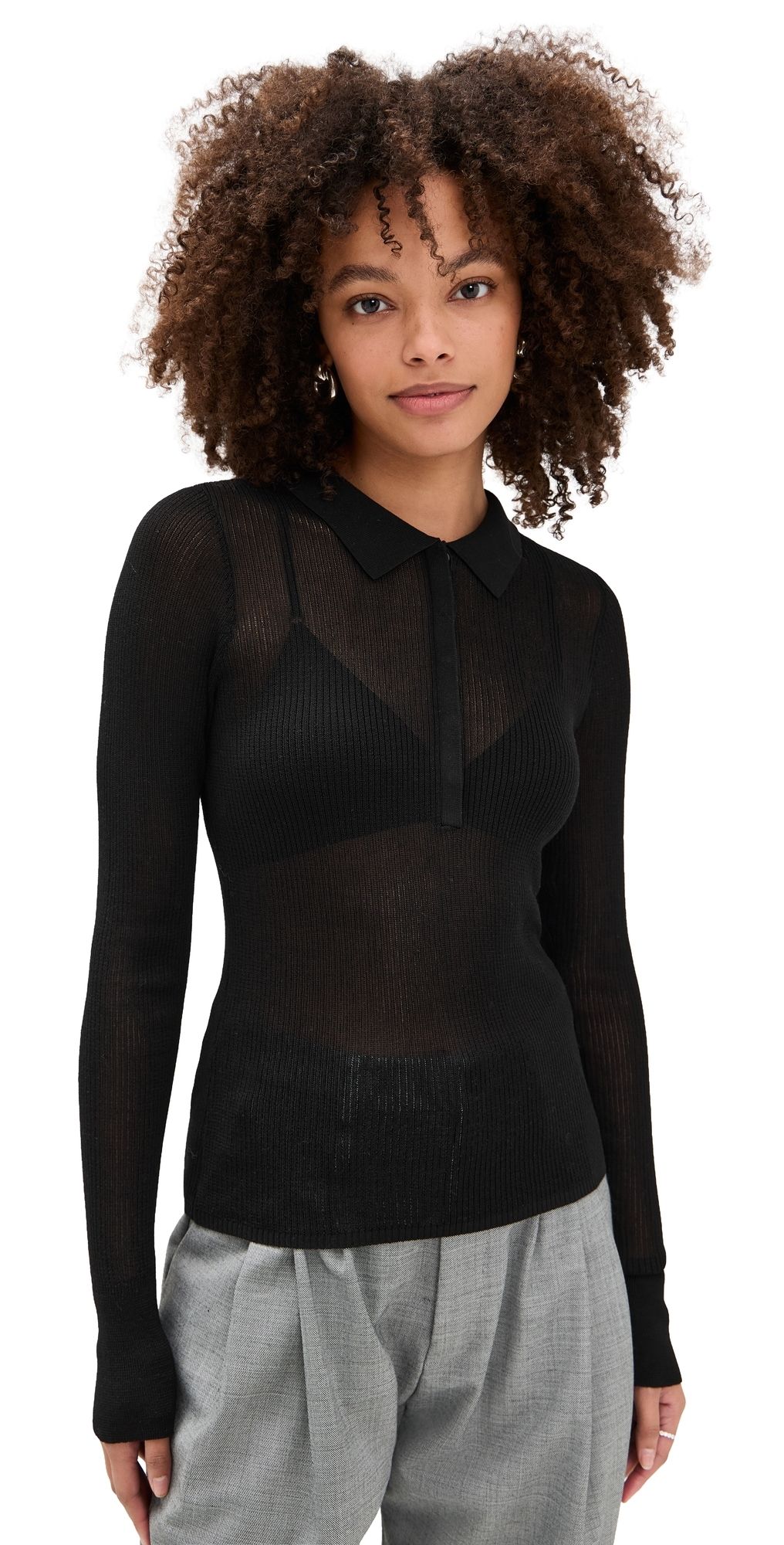 St. Agni Petit Polo Knit Top Black XXS